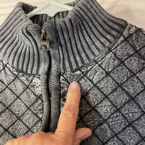 Buckle Black Label Full Zip Sweater Jacket Quilted Mottled Gray Mock Neck XL - Picture 2 of 9